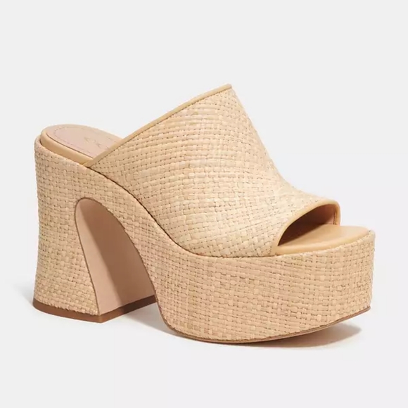 Coach Bobi Straw Platform Sandals - Picture 2 of 12